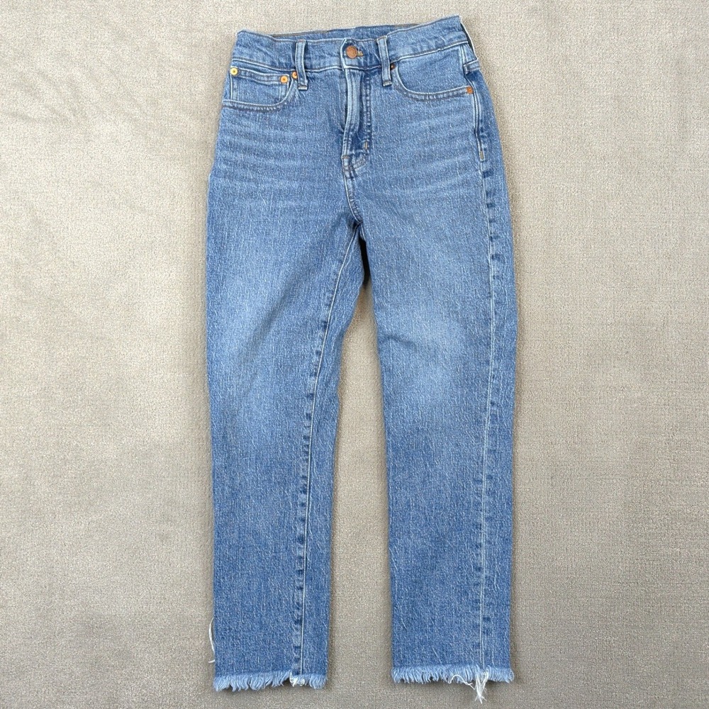 Madewell The Perfect Vintage Jean Women 25P Medium Wash Raw Frayed Hem AF715